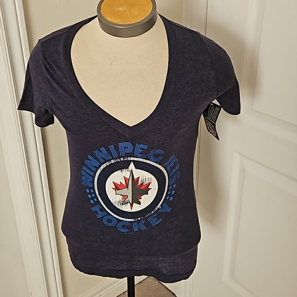 NHL Women's Hockey Logo Winnipeg Jets T-shirt Navy Blue Medium